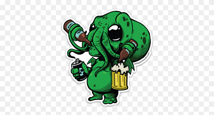368x393 Cthulhu Beer Monster Sticker Little Green Toaster - Cthulhu PNG