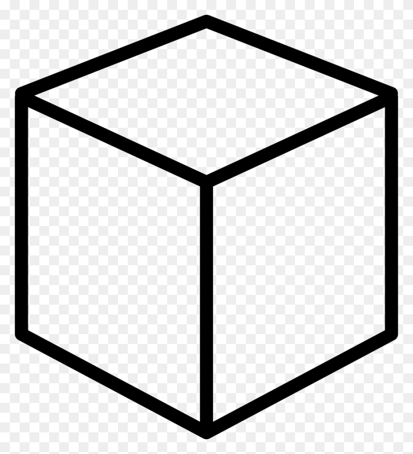 884x980 Cube Outline - Cube PNG