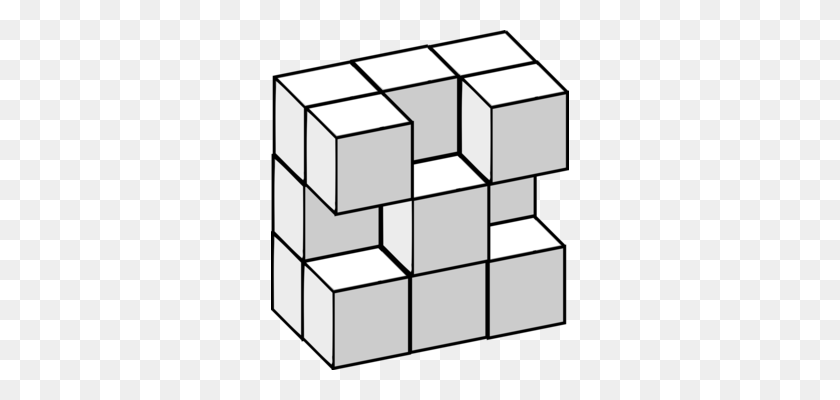 298x340 Cube Shape Square Net Download - Puzzle Clipart Black And White