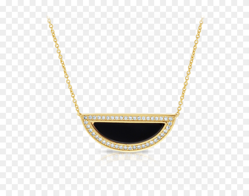 600x600 Cubic Zirconia And Onyx Necklace Set In Gold Plated Brass - Gold Plate PNG