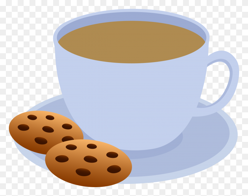 4753x3678 Cup Of Coffee And Chocolate Chip Cookies - Snack Clipart Free