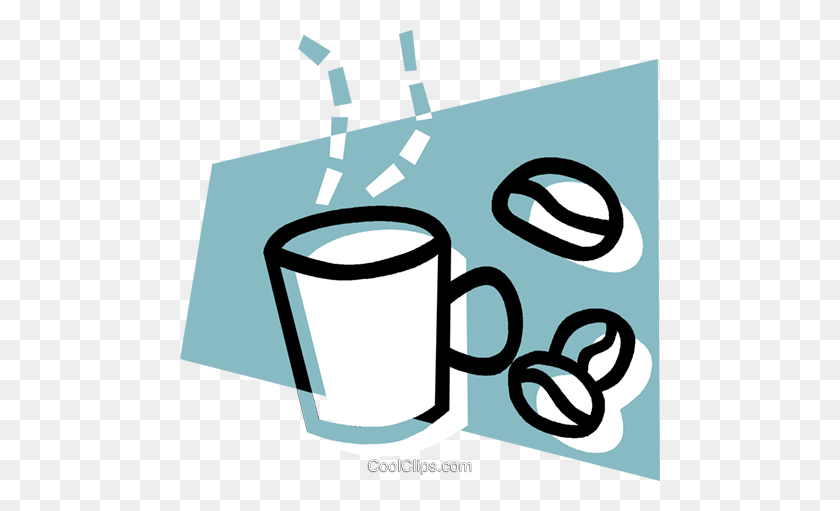 480x451 Cup Of Coffee With Coffee Beans Royalty Free Vector Clip Art - To Go Coffee Cup Clipart