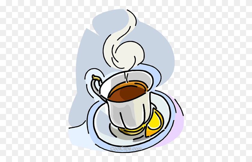 387x480 Cup Of Tea With Lemon Royalty Free Vector Clip Art Illustration - Tea Clipart