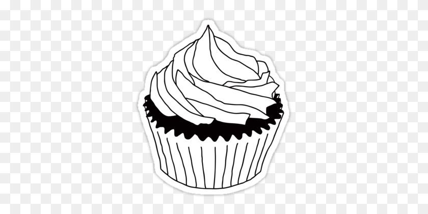 375x360 Cupcake Clip Art Black And White - Muffin Clipart Black And White