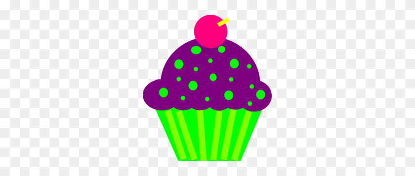 261x298 Cupcake Purple And Lime Clip Art - Cupcake Clipart