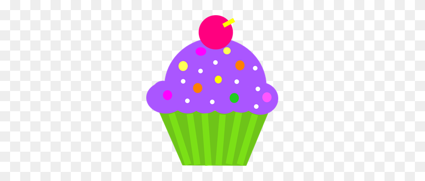 261x298 Cupcake Purple And Lime Png, Clip Art For Web - Birthday Cupcake PNG