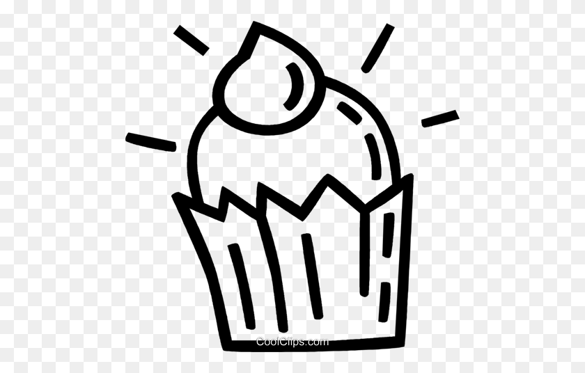 480x476 Cupcake Royalty Free Vector Clip Art Illustration - Cupcake Clipart Black And White