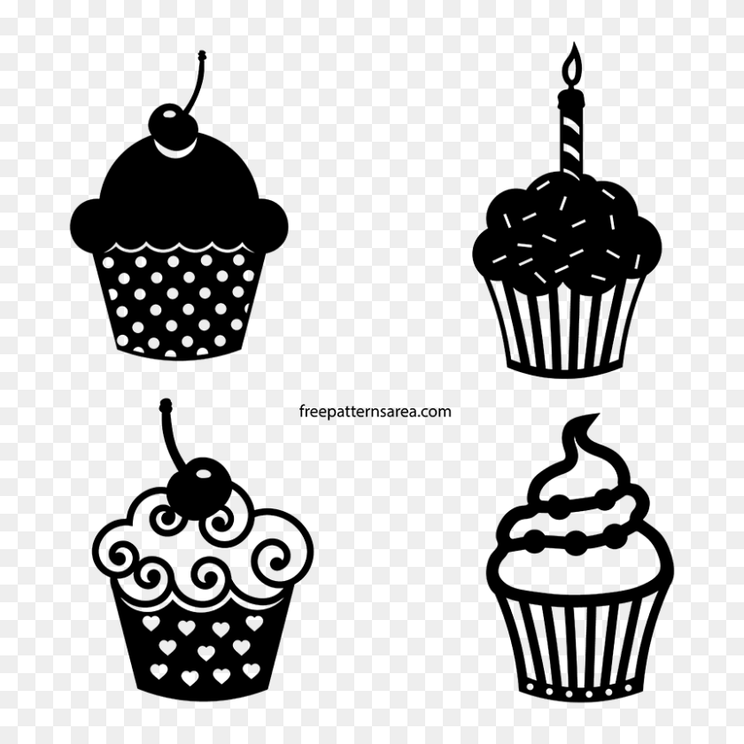 800x800 Cupcake Vector For Silhouette Printer Cutter Machines Cricut - Cupcake Clipart Outline
