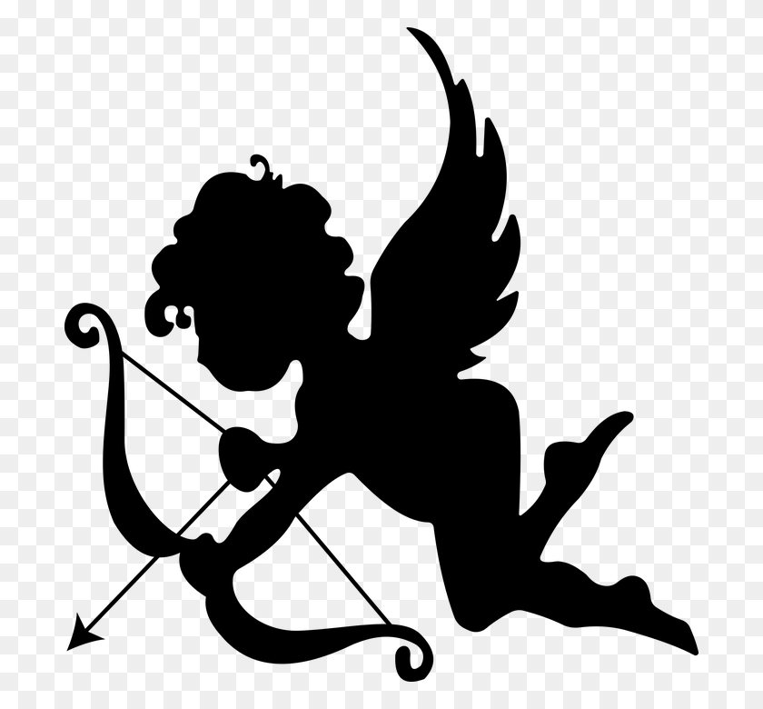 698x720 Cupid Black And White Clip Art - Tiara Clipart Black And White