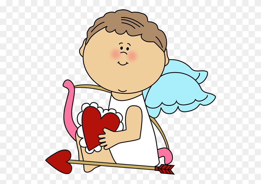 550x533 Cupid Holding A Valentine Heart - Cupid PNG