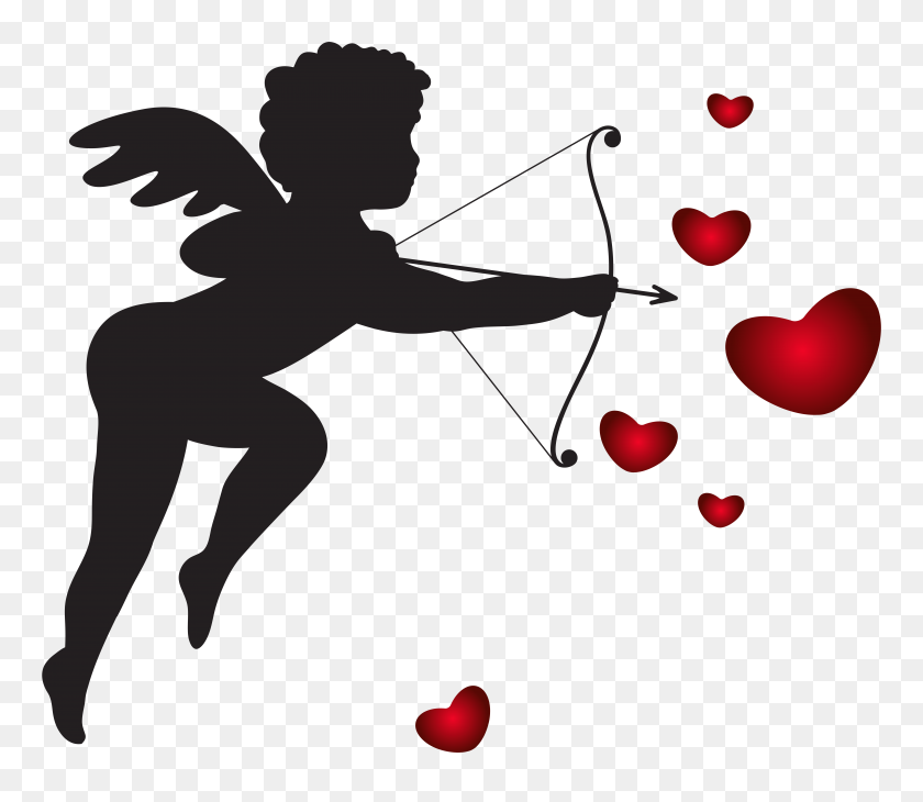 8000x6881 Cupid With Bow And Hearts Transparent Png Clip Art Gallery - Free Cupid Clipart