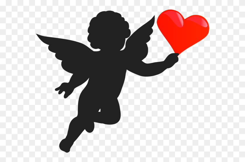 600x496 Cupid With Heart Silhouette Png Clip Art Gallery - Cupid PNG