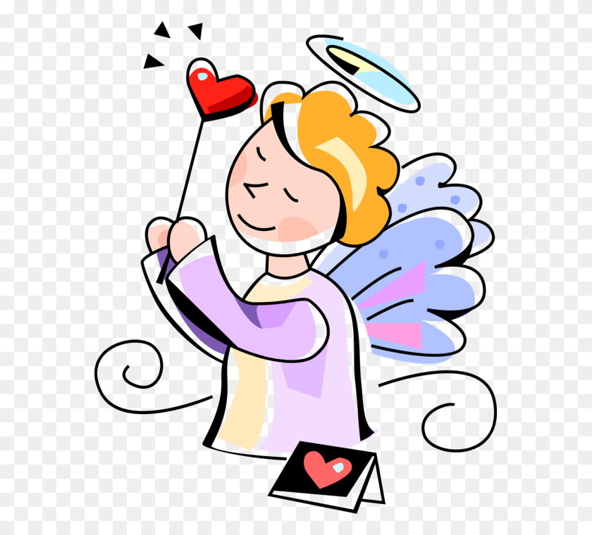 571x700 Cupid With Passion Love Heart - Heart Vector PNG