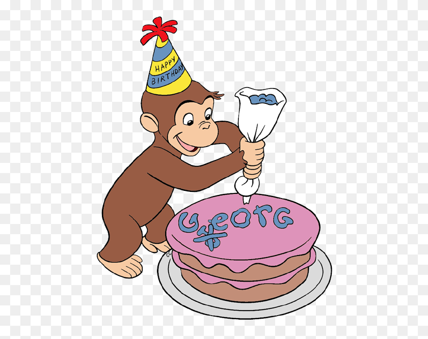 477x606 Curious George Cake - 1st Birthday PNG