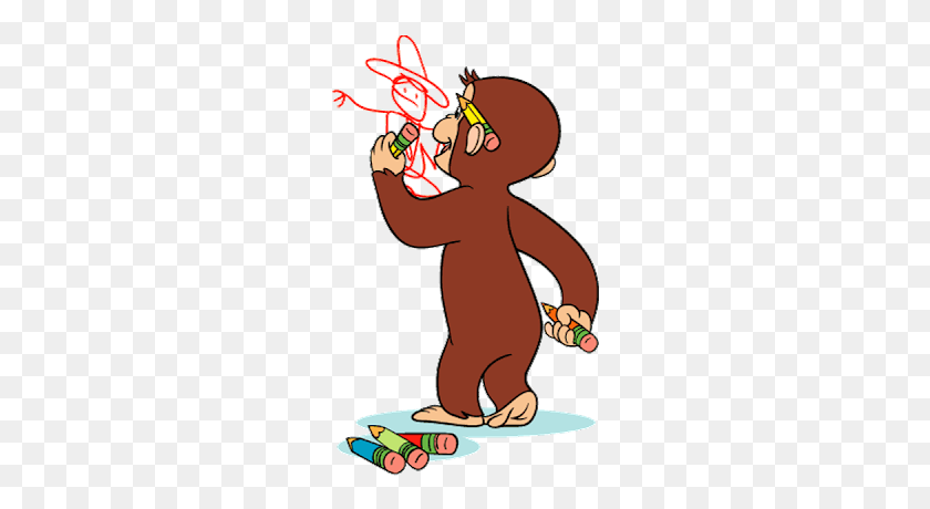 400x400 Curious George Cartoon Monkey Images On A Transparent Background - Curiosity Clipart