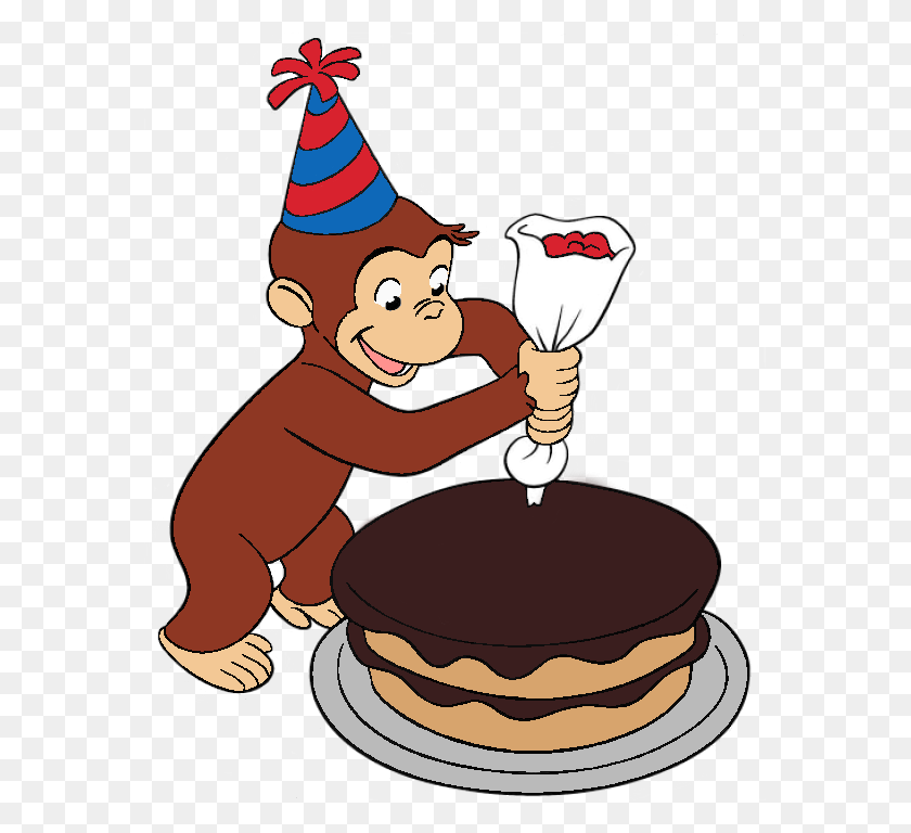 573x708 Curious George Decorated A Cake - Curious George PNG