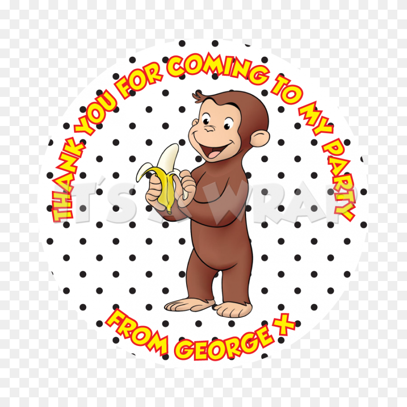 870x870 Curious George Sweet Cone Stickers Partywraps - Curious George PNG