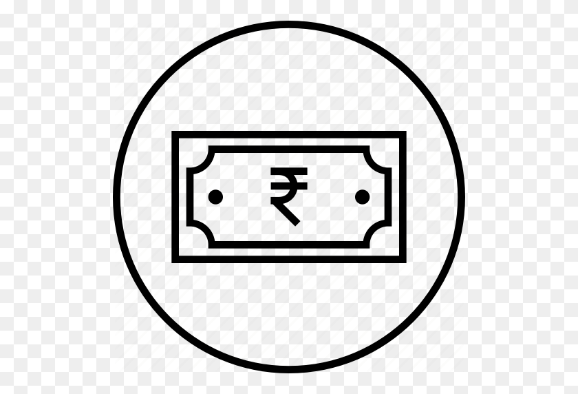 512x512 Валюта, Финансы, Индийский, Деньги, Примечание, Оплата, Значок Рупии - Деньги Черно-Белый Клипарт