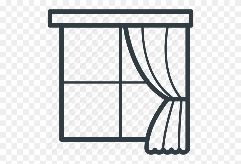 512x512 Curtain, Indoor Window, Real Estate, Window, Window Frame Icon - Window Frame PNG