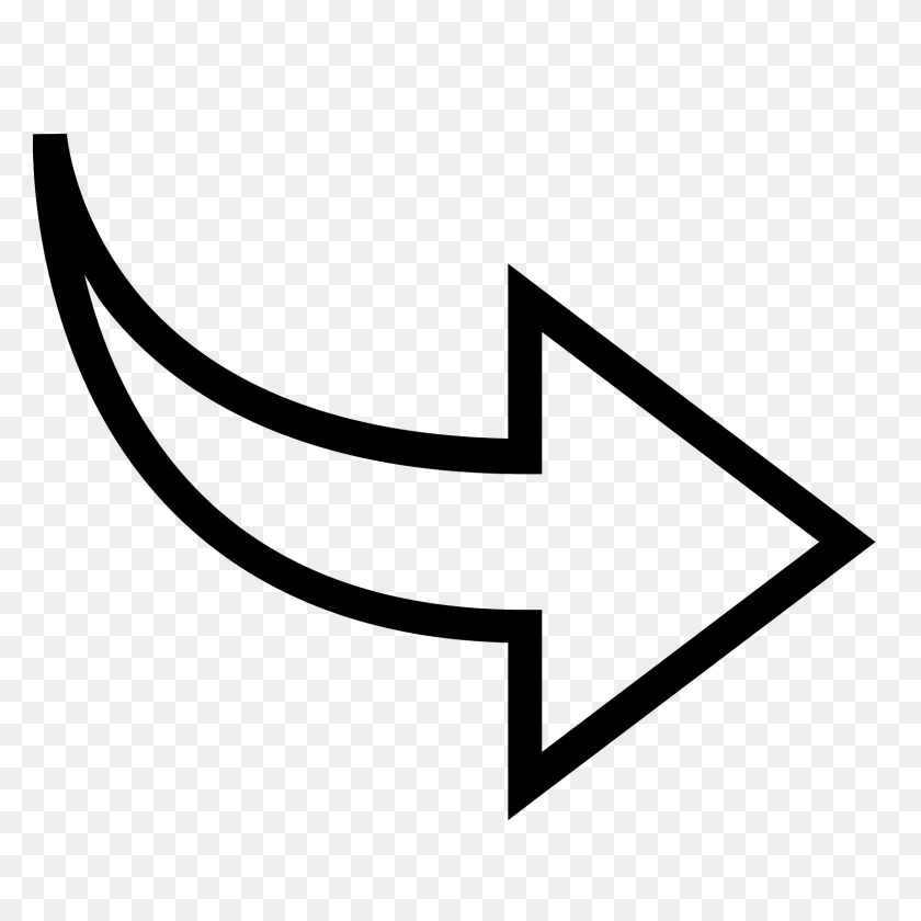 1600x1600 Curved Arrow Icon - Pointing Arrow PNG