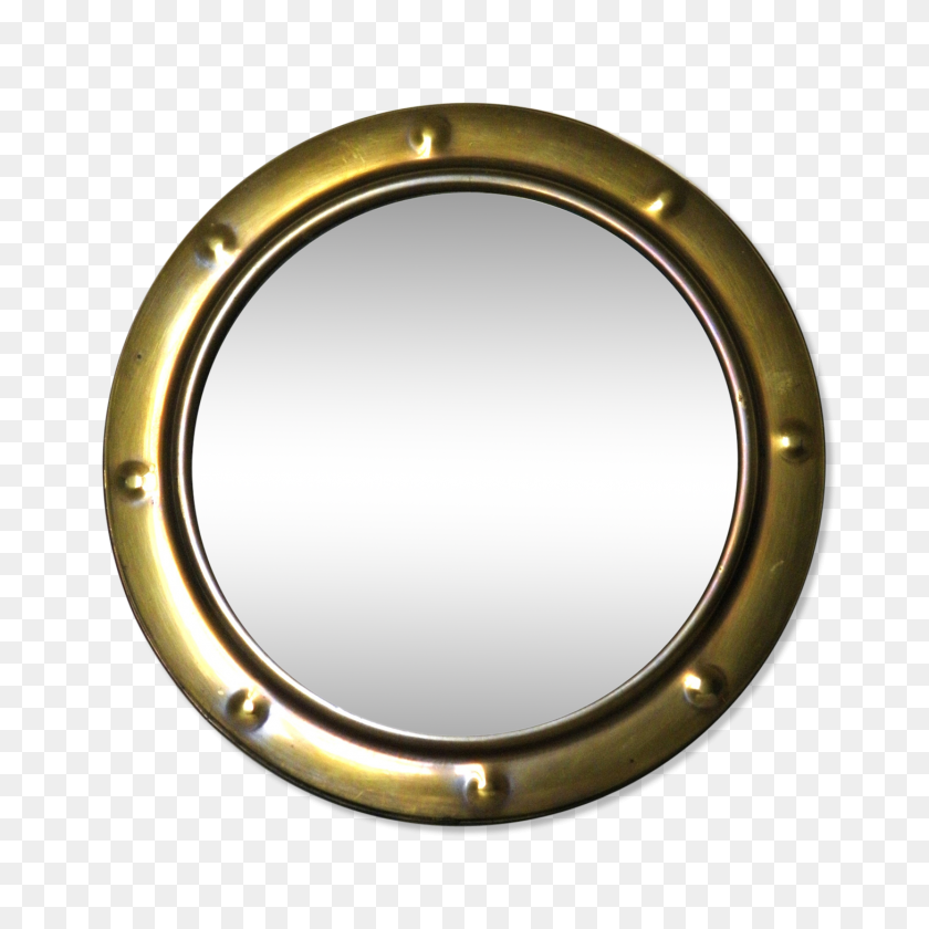 1457x1457 Curved Glass Mirror And Brass Porthole - Porthole PNG