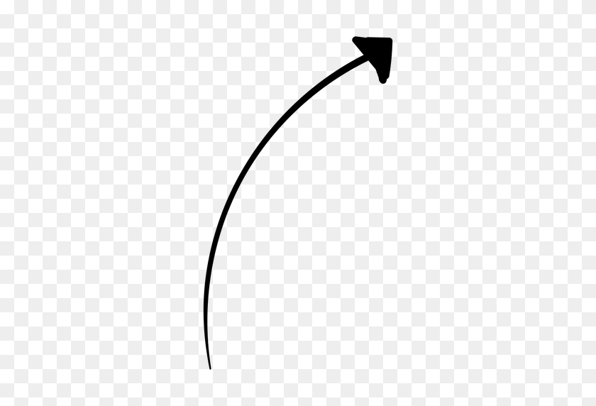 512x512 Curved Line Arrow Doodle - White Curved Arrow PNG
