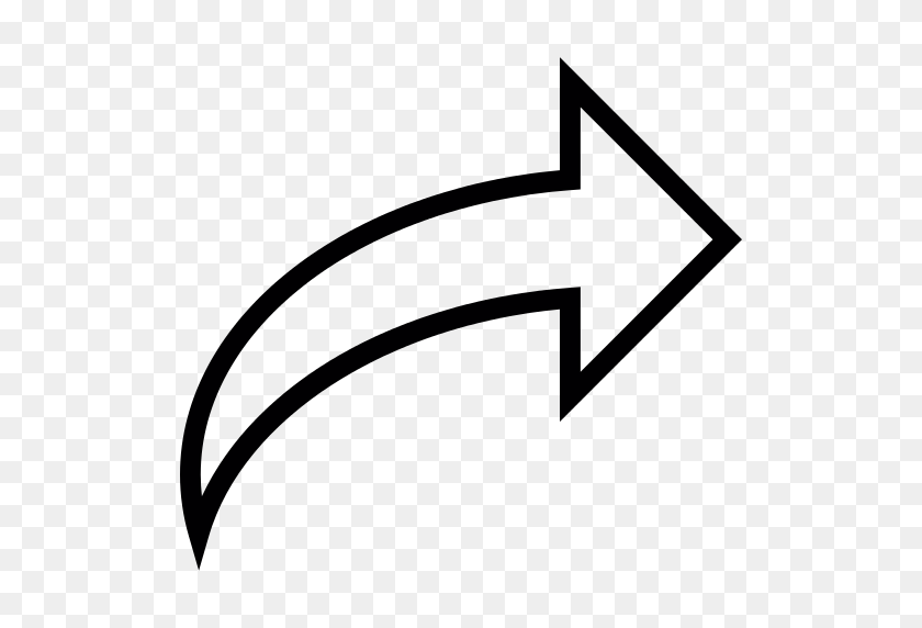 512x512 Curved Right Arrow Png Icon - Curved Line PNG
