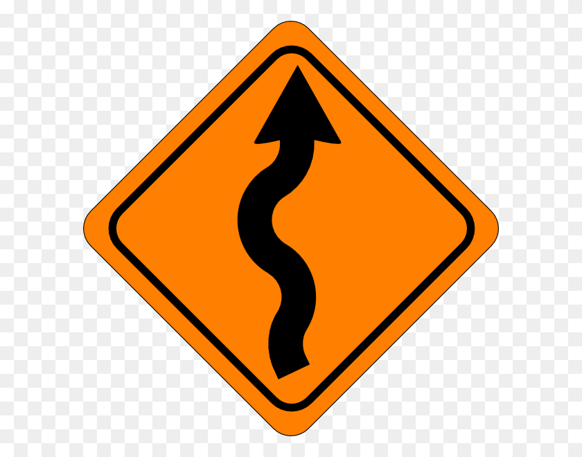 600x600 Curvy Road Sign Clip Art - Road Sign Clipart