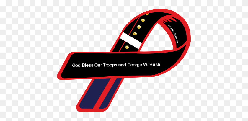 455x350 Custom Ribbon God Bless Our Troops And George W Bush - George W Bush PNG