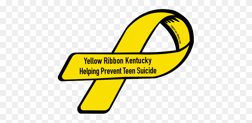 455x350 Custom Ribbon Yellow Ribbon Kentucky Helping Prevent Teen Suicide - Yellow Ribbon PNG