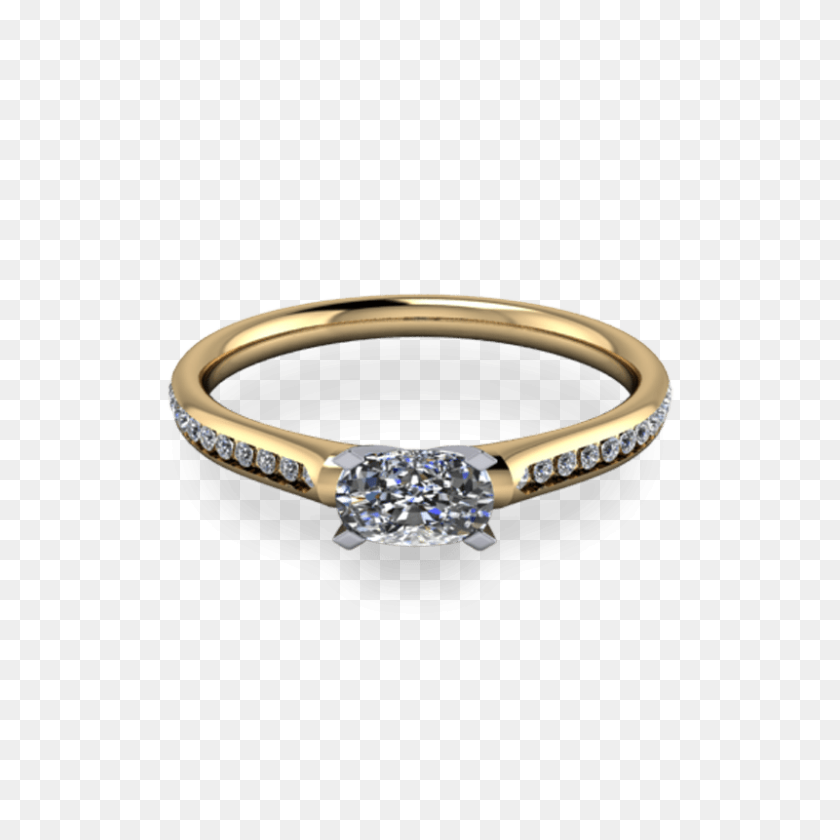 800x800 Custom Yellow Gold Rings - Halo Ring PNG