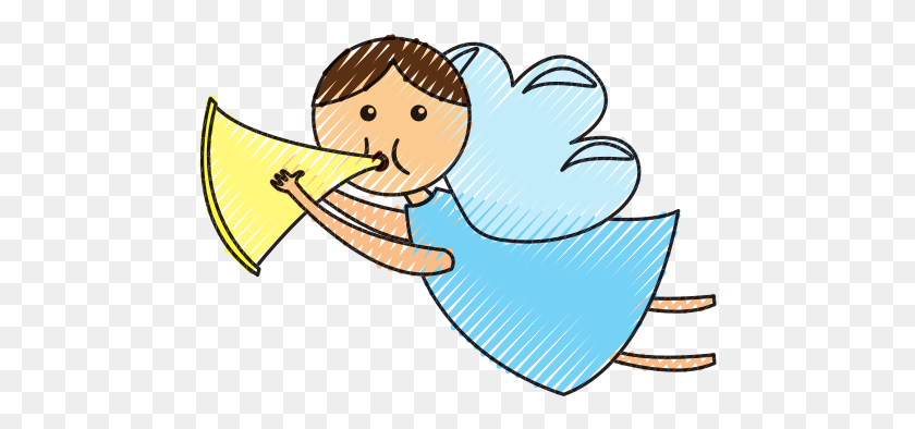 477x334 Cute Angel With Trumpet Manger Character - Manger PNG