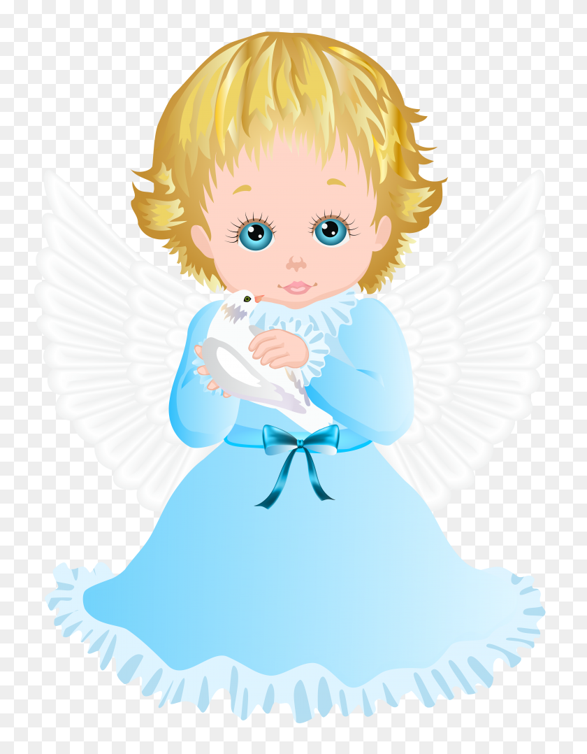 6124x8000 Cute Angel With White Dove Transparent Png Clip Art Image - White Dove Clipart