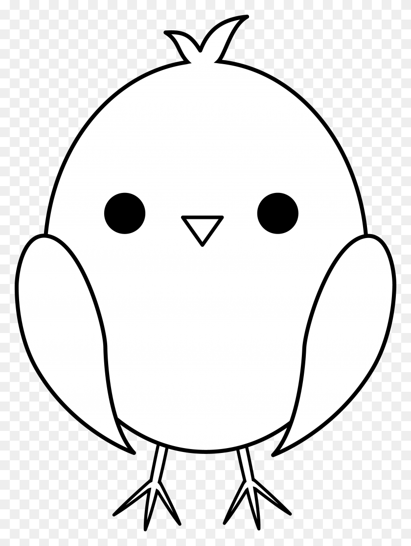 3615x4891 Cute Baby Chick Line Art - Wake Up Clipart