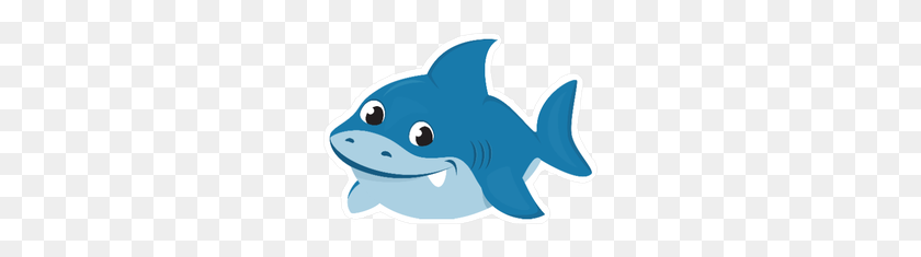 250x175 Симпатичная Детская Акула Мультяшная Наклейка - Маленькая Акула Png