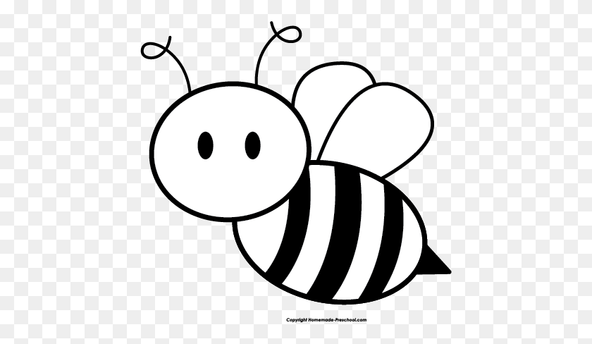 442x428 Cute Bees Clipart Black An D White Collection - African Queen Clipart