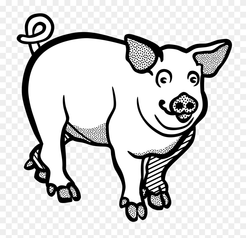 775x750 Cute Black And White Pig Clipart Black Template - Pig Clipart Blanco Y Negro