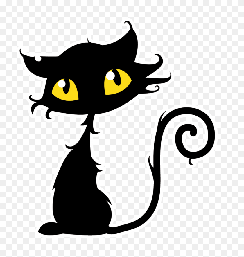 900x953 Cute Black Cat Clipart Png Collection - Cat PNG Clipart
