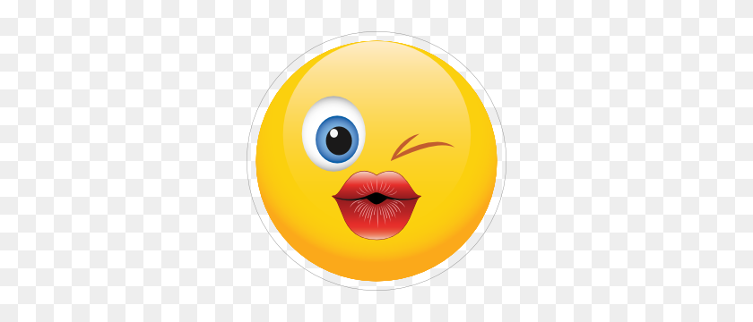 300x300 Cute Blowing A Kiss Emoji Sticker - Kiss Emoji Clipart