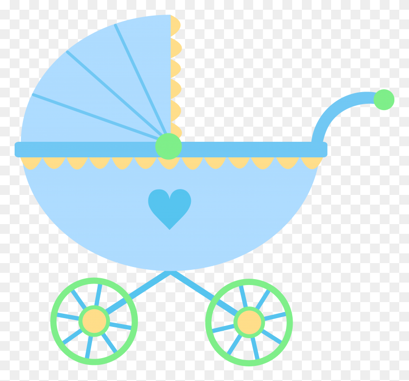 6355x5889 Cute Blue Baby Carriage - Baptism Images Clipart