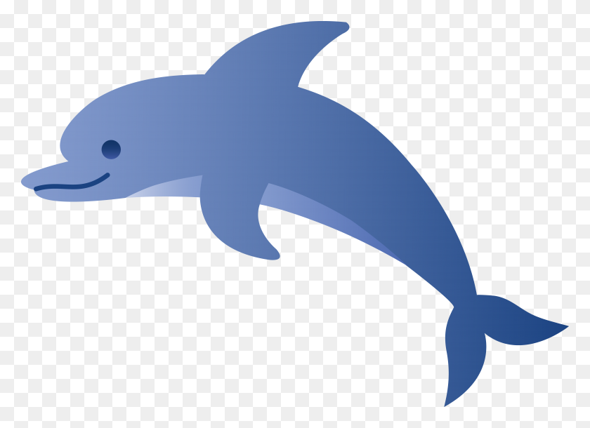 6883x4862 Cute Blue Dolphin - Dolphin Clipart