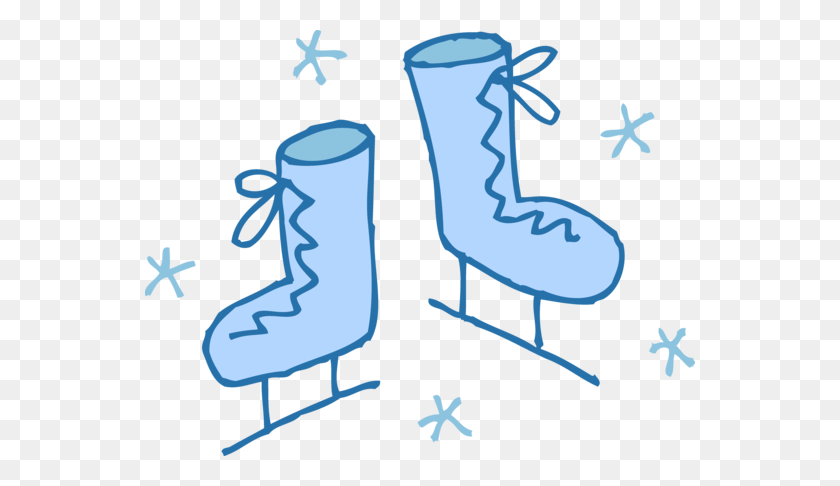550x426 Cute Blue Ice Skates Clipart - Winter Snowflakes Clipart