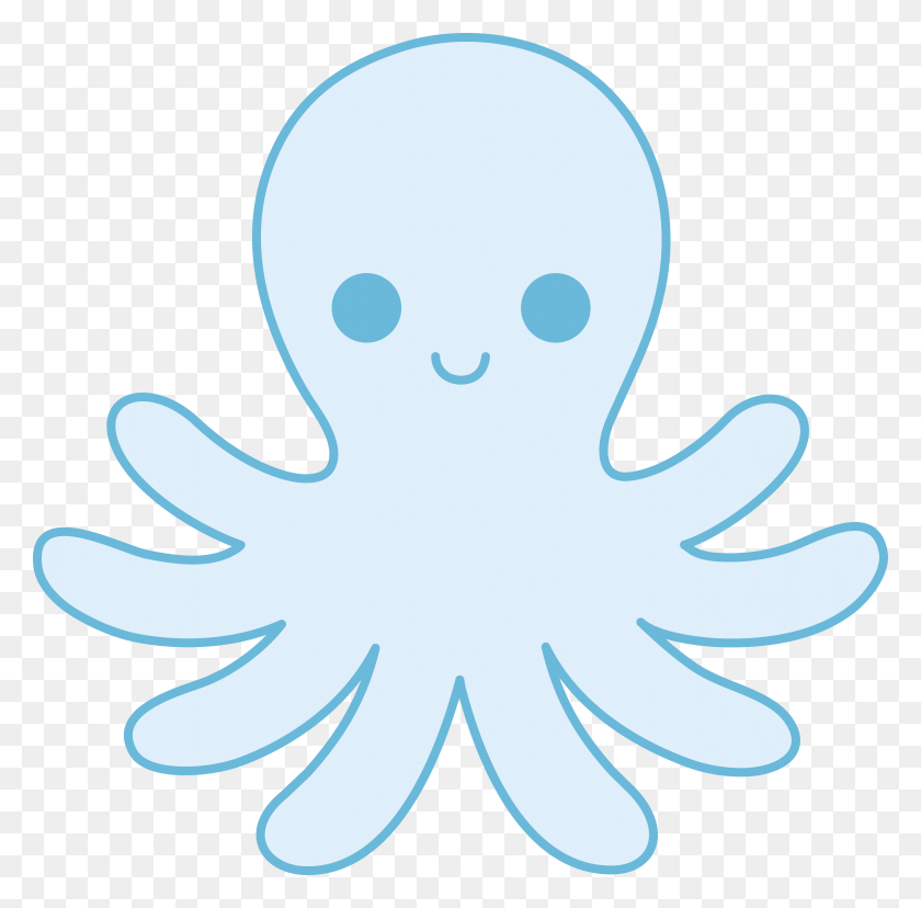 5258x5178 Cute Blue Octopus - Free Kawaii Clipart