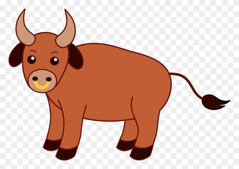 8174x5615 Cute Brown Bull - Brown Cow Clipart