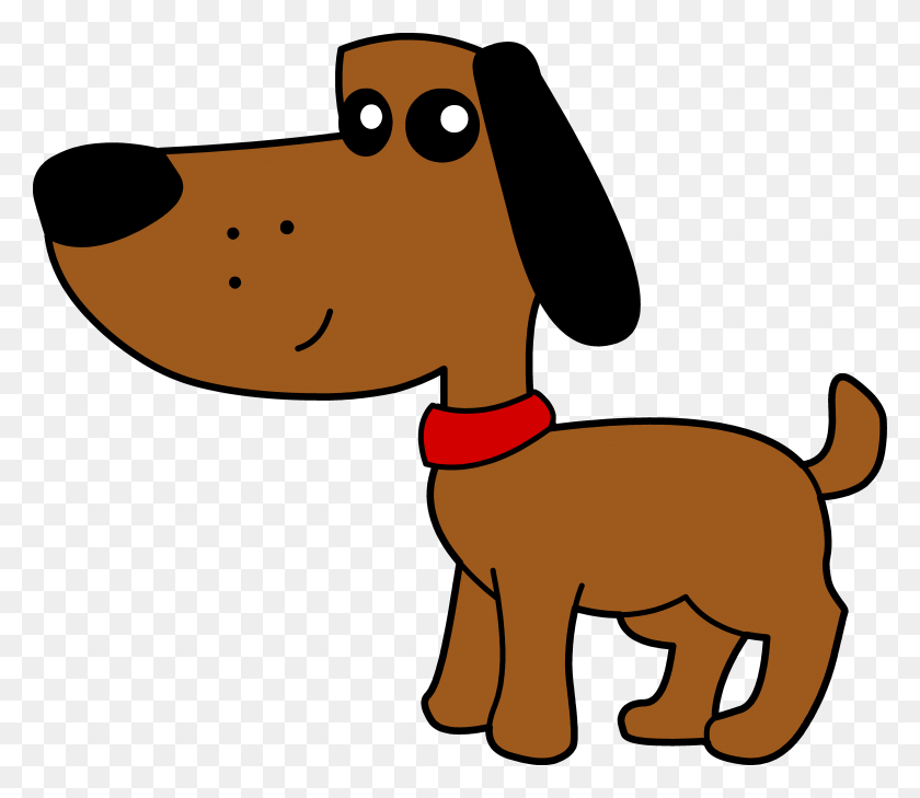 5933x5095 Cute Brown Dog With Red Collar - Red Nose Clipart