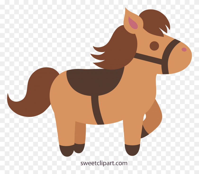 5223x4532 Cute Brown Horse Clip Art - Setting Clipart