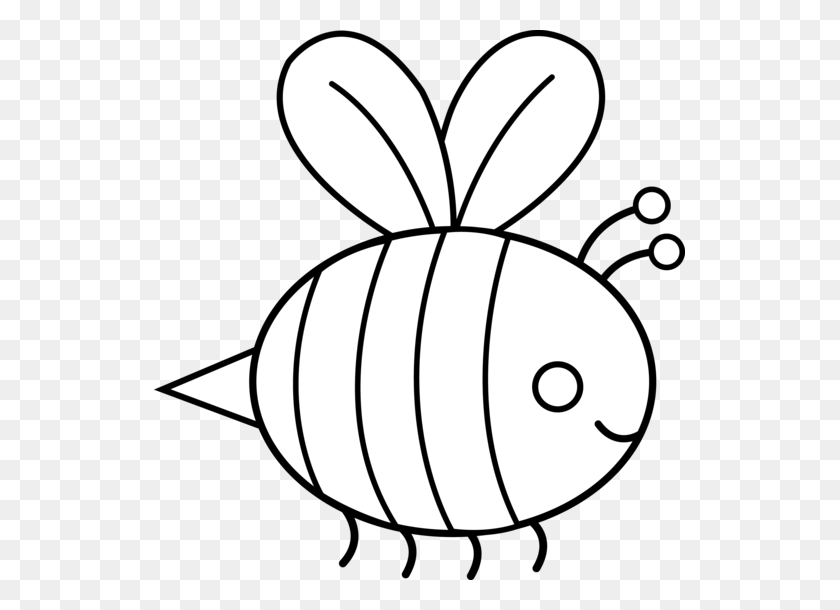 531x550 Cute Bumble Bee Line Art - Cute Bumblebee Clipart