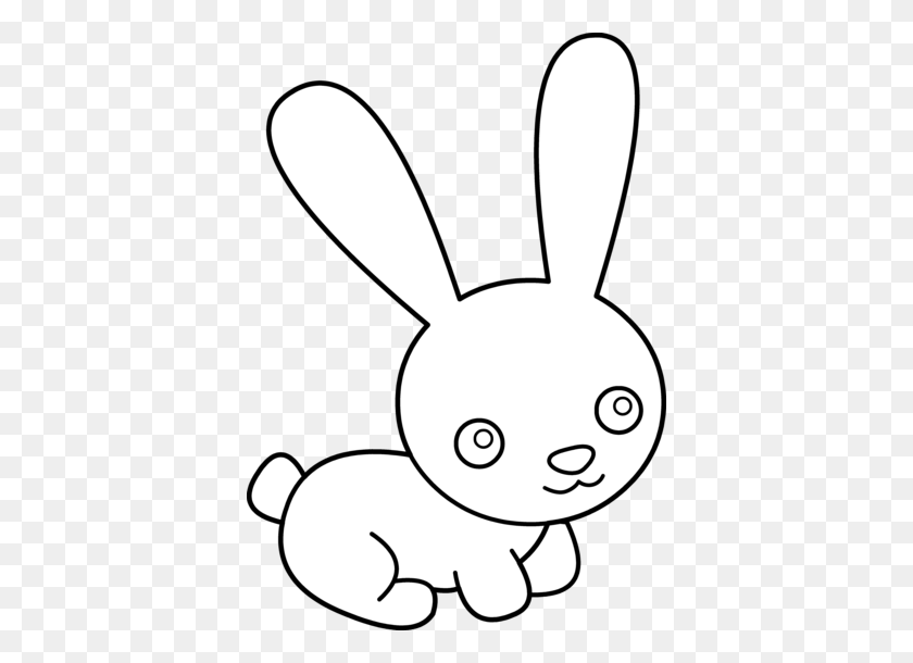 386x550 Cute Bunny Coloring Page - Picnic Clipart Black And White