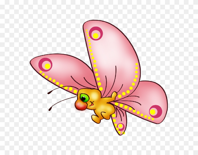 600x600 Cute Butterfly Cartoon Clip Art Images On A Transparent Background - Pterodactyl Clipart
