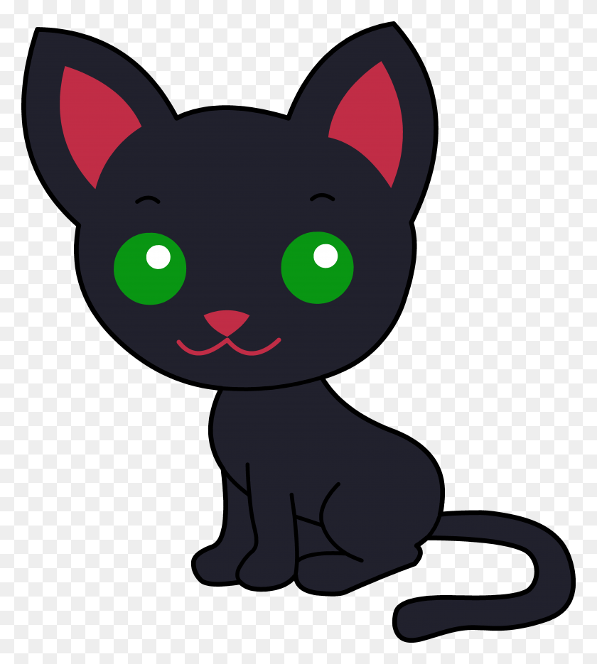 5368x6022 Cute Cat Clip Art - Black Cat Clipart